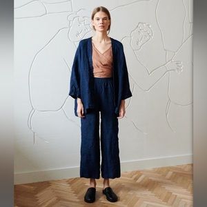 Linenfox Ocean Waffle Linen Trousers